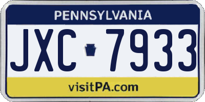 PA license plate JXC7933