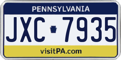 PA license plate JXC7935