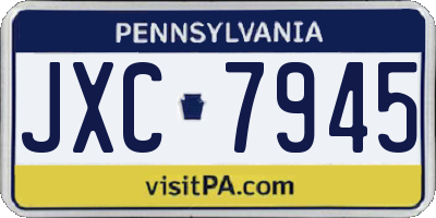 PA license plate JXC7945