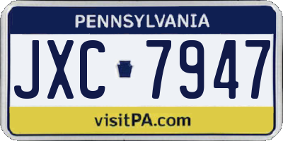 PA license plate JXC7947