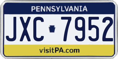 PA license plate JXC7952