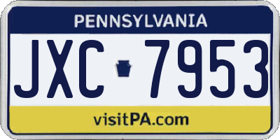 PA license plate JXC7953