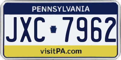 PA license plate JXC7962