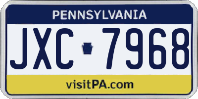 PA license plate JXC7968