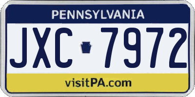PA license plate JXC7972