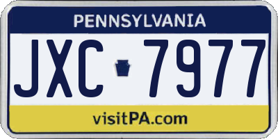 PA license plate JXC7977