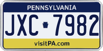 PA license plate JXC7982