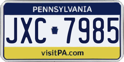 PA license plate JXC7985