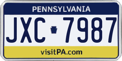 PA license plate JXC7987