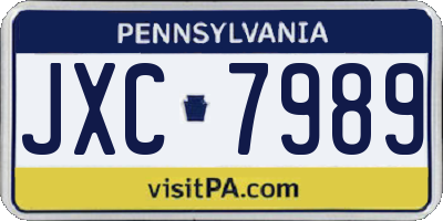 PA license plate JXC7989