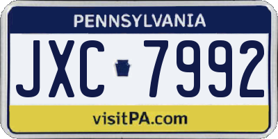 PA license plate JXC7992