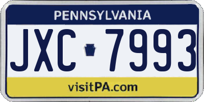 PA license plate JXC7993