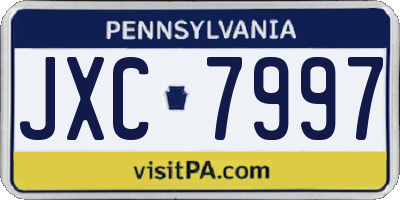 PA license plate JXC7997