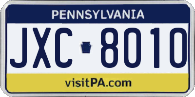 PA license plate JXC8010