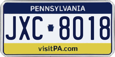 PA license plate JXC8018