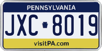 PA license plate JXC8019