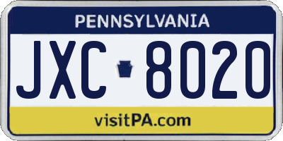 PA license plate JXC8020