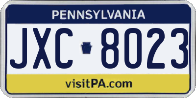 PA license plate JXC8023