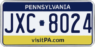 PA license plate JXC8024