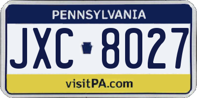PA license plate JXC8027