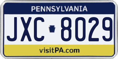PA license plate JXC8029