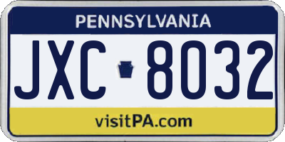 PA license plate JXC8032