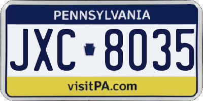 PA license plate JXC8035
