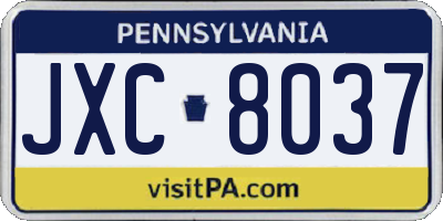 PA license plate JXC8037