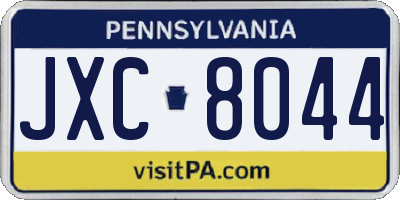 PA license plate JXC8044