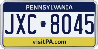 PA license plate JXC8045