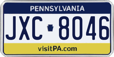 PA license plate JXC8046