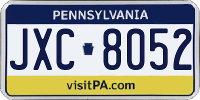 PA license plate JXC8052