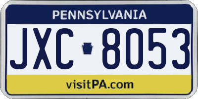 PA license plate JXC8053
