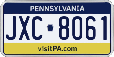 PA license plate JXC8061