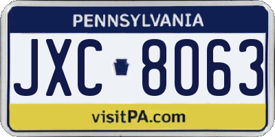 PA license plate JXC8063