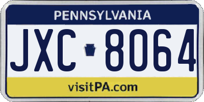 PA license plate JXC8064