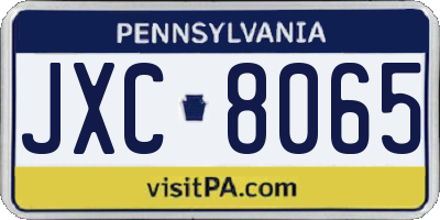 PA license plate JXC8065