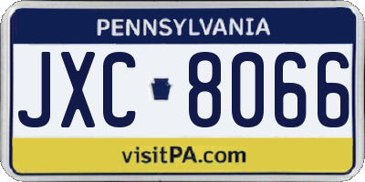 PA license plate JXC8066