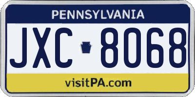 PA license plate JXC8068