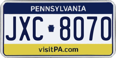 PA license plate JXC8070