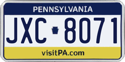 PA license plate JXC8071