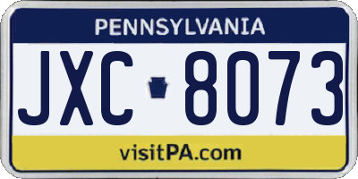 PA license plate JXC8073