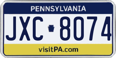 PA license plate JXC8074