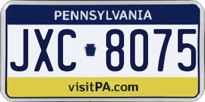 PA license plate JXC8075