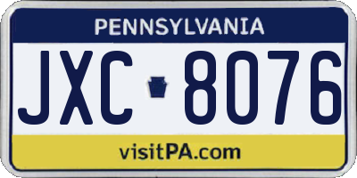PA license plate JXC8076