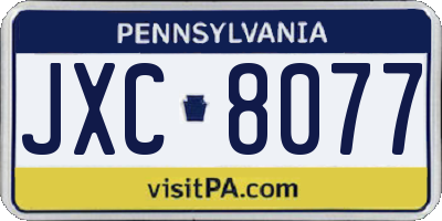 PA license plate JXC8077