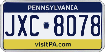 PA license plate JXC8078