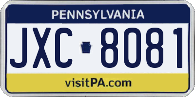 PA license plate JXC8081