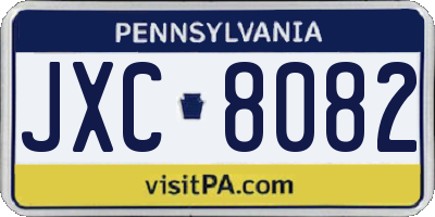 PA license plate JXC8082