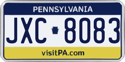 PA license plate JXC8083